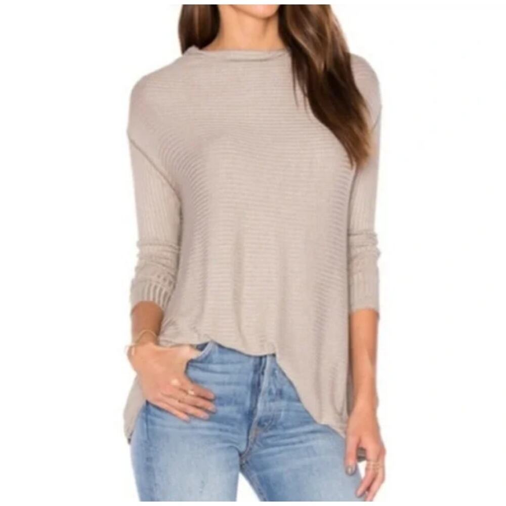 Free People We The Free Womens Small Lover Rib Thermal Split Back Top Oversized